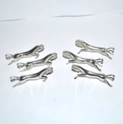 Lot de 6 porte-couteaux animaliers cheval design moderniste en métal argenté équitation