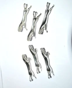 Lot de 6 porte-couteaux animaliers cheval design moderniste en métal argenté équitation