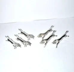 Lot de 6 porte-couteaux animaliers cheval design moderniste en métal argenté équitation