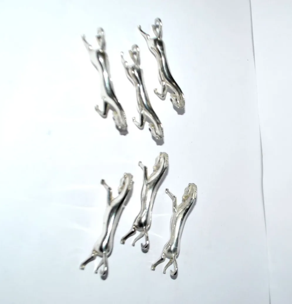 Lot de 6 porte-couteaux animaliers cheval design moderniste en métal argenté équitation
