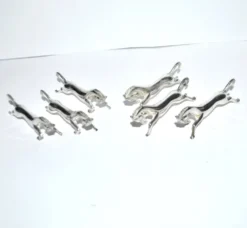 Lot de 6 porte-couteaux animaliers cheval design moderniste en métal argenté équitation