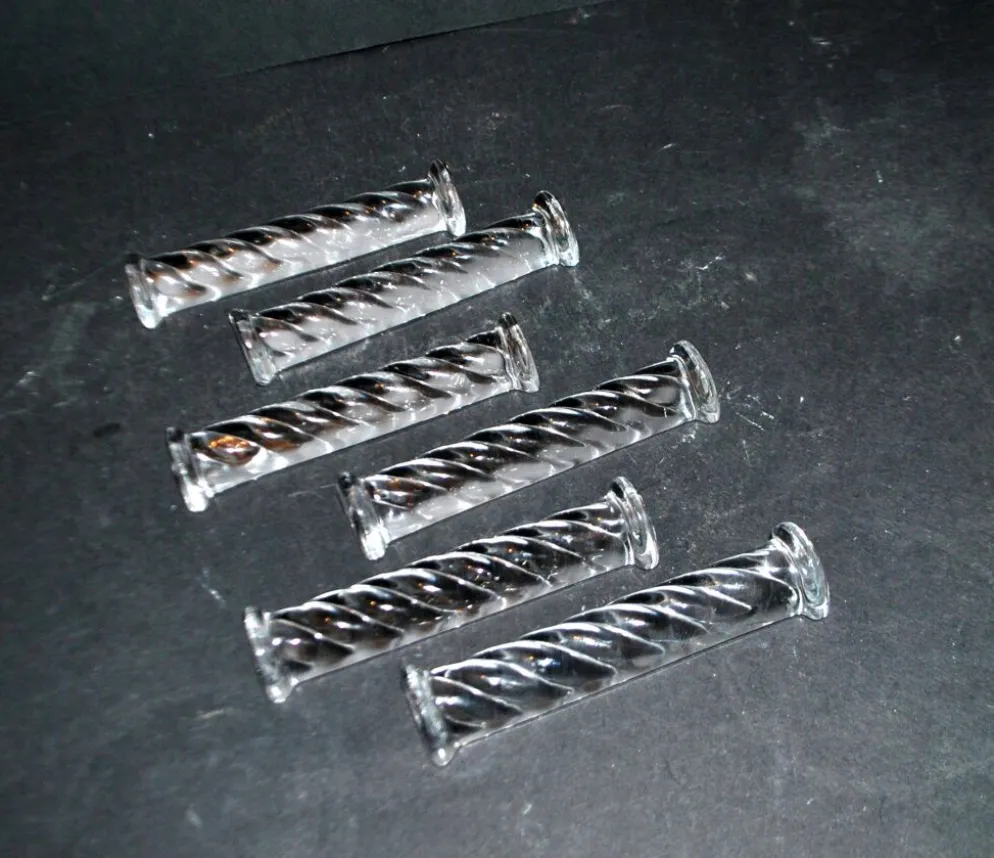 Lot de 6 porte-couteaux design en verre moulé torsadé - art de la table vintage