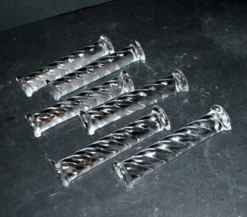 Lot de 6 porte-couteaux design en verre moulé torsadé - art de la table vintage
