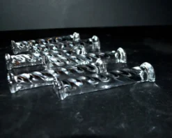 Lot de 6 porte-couteaux design en verre moulé torsadé - art de la table vintage