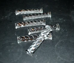 Lot de 6 porte-couteaux design en verre moulé torsadé - art de la table vintage