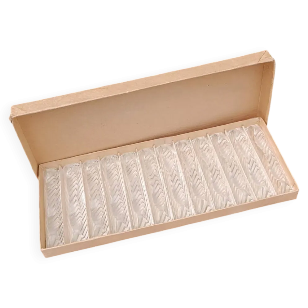Lot de 12 porte-couteaux doubles vintage en cristal avec boîte