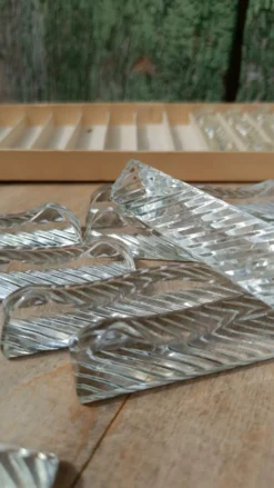Lot de 12 porte-couteaux doubles vintage en cristal avec boîte