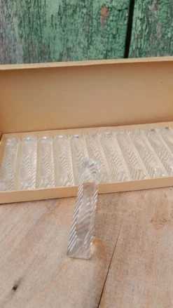 Lot de 12 porte-couteaux doubles vintage en cristal avec boîte