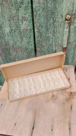 Lot de 12 porte-couteaux doubles vintage en cristal avec boîte