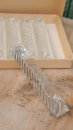 Lot de 12 porte-couteaux doubles vintage en cristal avec boîte