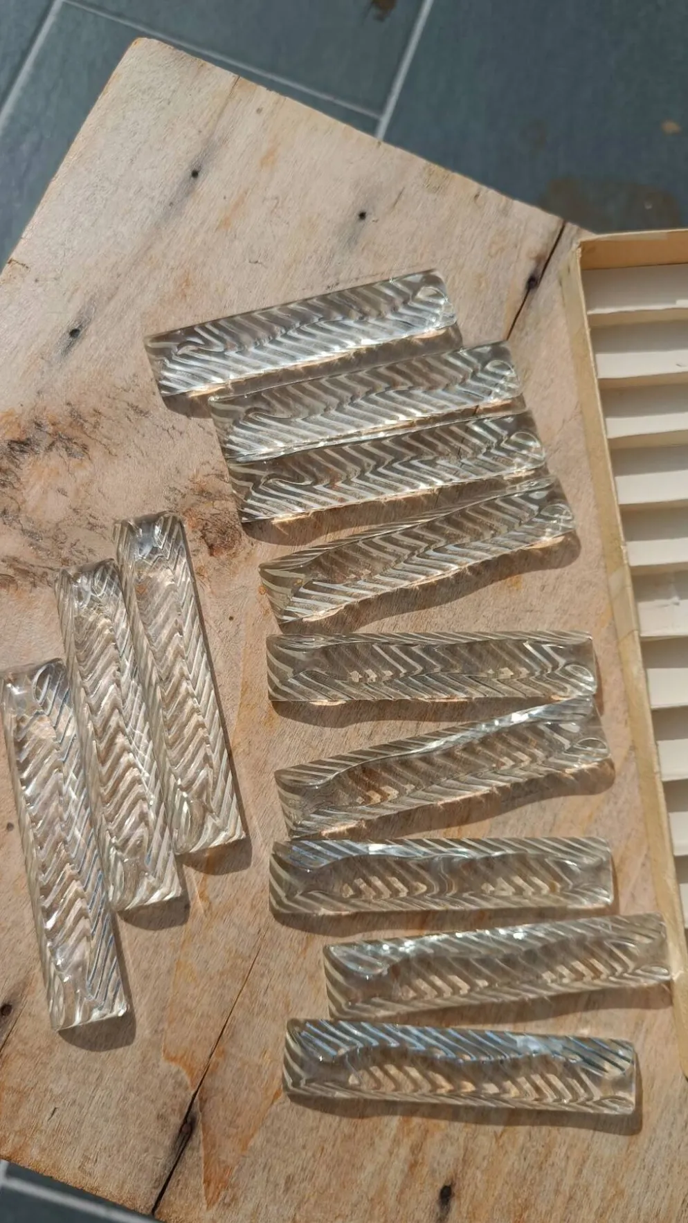 Lot de 12 porte-couteaux doubles vintage en cristal avec boîte
