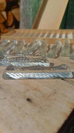 Lot de 12 porte-couteaux doubles vintage en cristal avec boîte