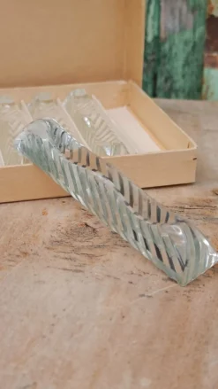 Lot de 12 porte-couteaux doubles vintage en cristal avec boîte