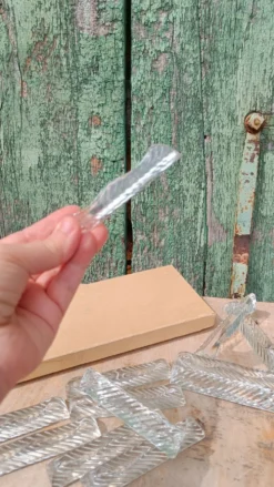 Lot de 12 porte-couteaux doubles vintage en cristal avec boîte