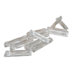 Lot de 12 porte-couteaux doubles vintage en cristal avec boîte