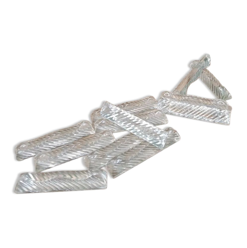 Lot de 12 porte-couteaux doubles vintage en cristal avec boîte