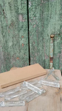 Lot de 12 porte-couteaux doubles vintage en cristal avec boîte