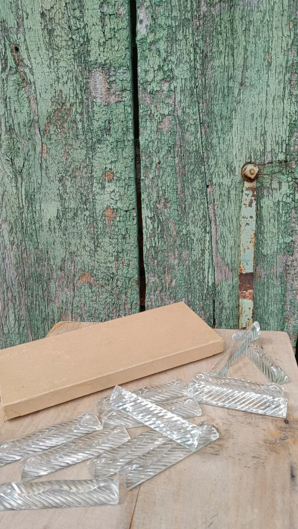 Lot de 12 porte-couteaux doubles vintage en cristal avec boîte