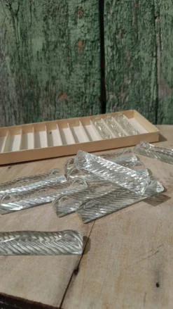 Lot de 12 porte-couteaux doubles vintage en cristal avec boîte