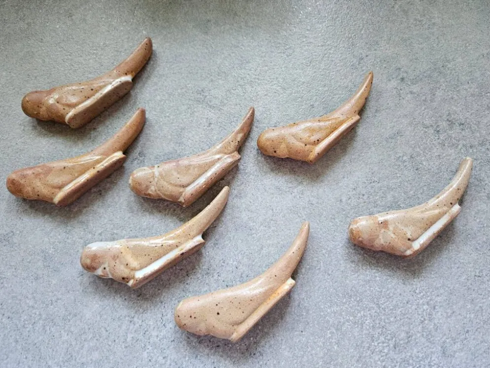 Lot de 7 porte couteaux en grés - oiseaux