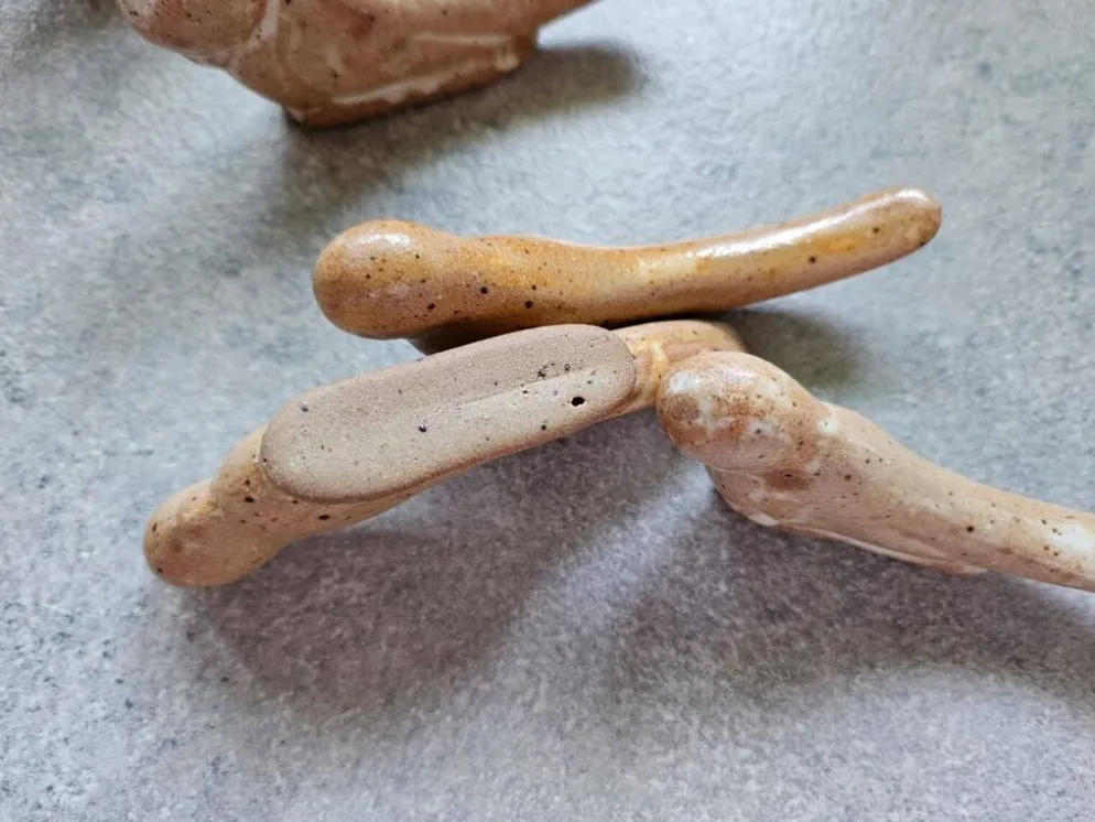 Lot de 7 porte couteaux en grés - oiseaux