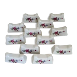 Lot de 12 porte couteaux en porcelaine à fleurs