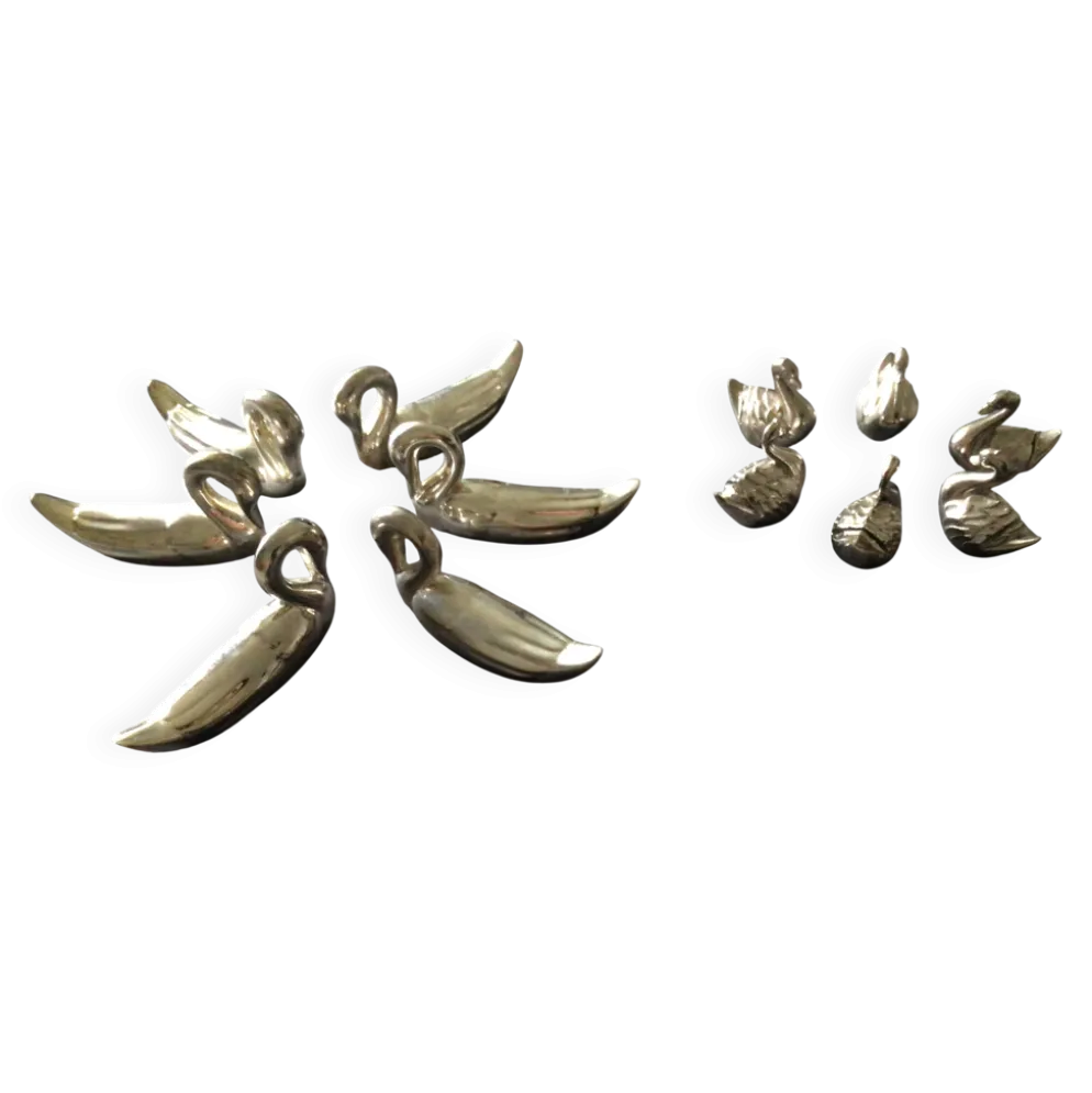 Lot de 6 porte-couteaux et six porte-noms cygnes