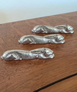 lot de 3 porte-couteaux lièvres argentés art de la table vintage