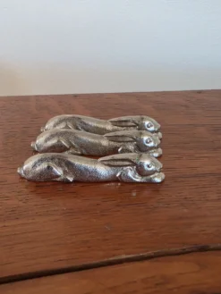 lot de 3 porte-couteaux lièvres argentés art de la table vintage
