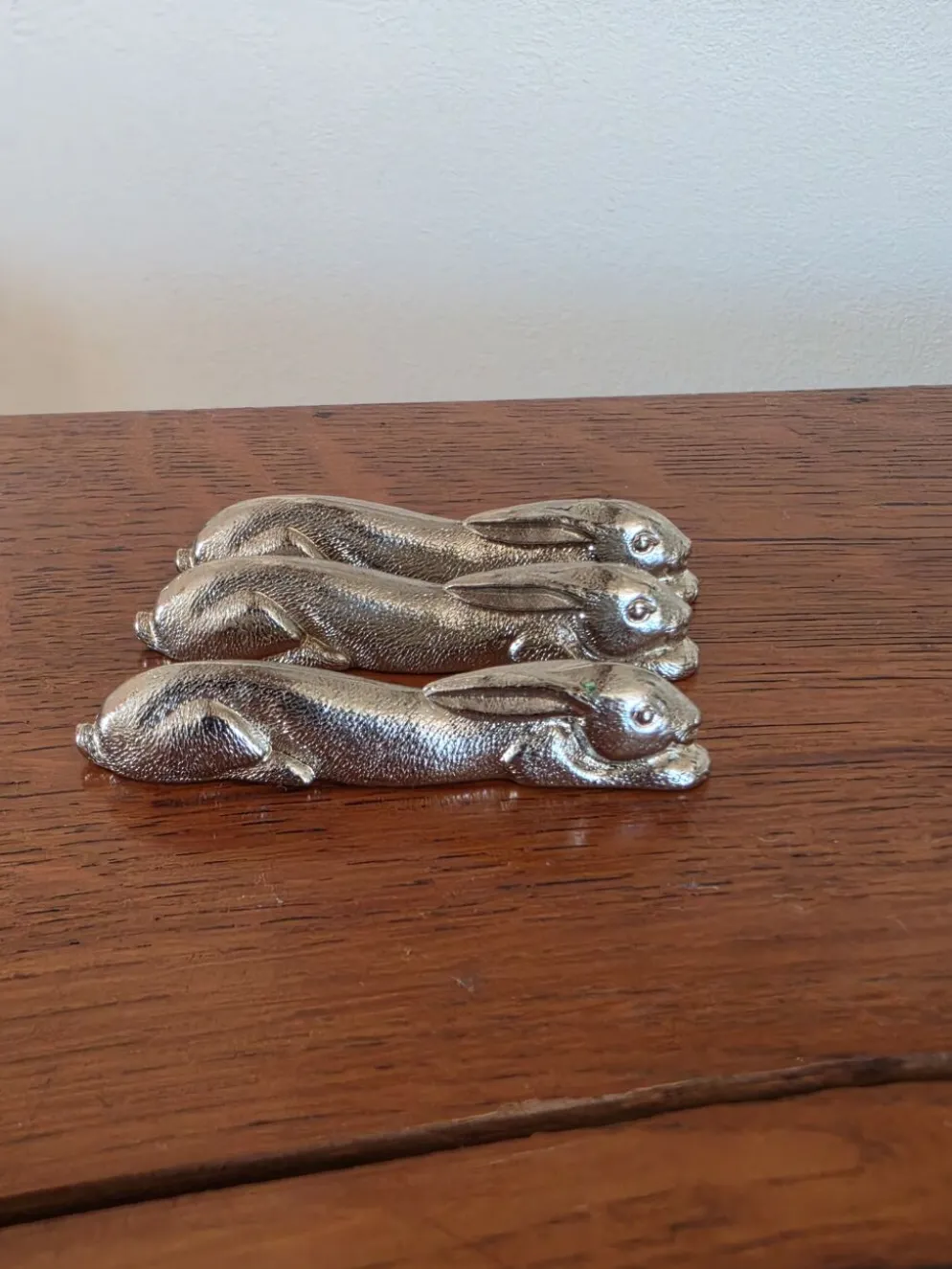 lot de 3 porte-couteaux lièvres argentés art de la table vintage