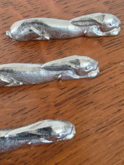lot de 3 porte-couteaux lièvres argentés art de la table vintage