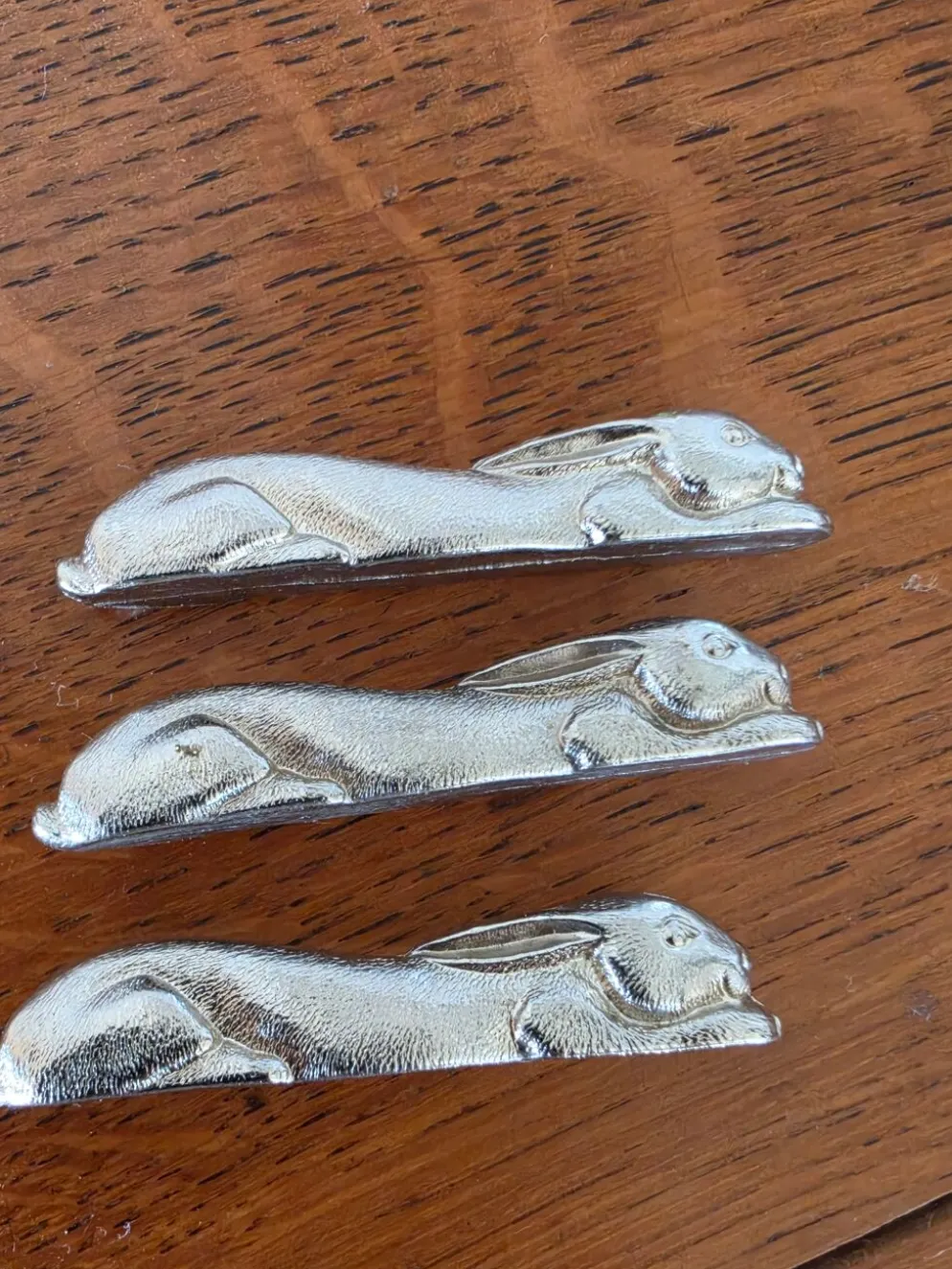 lot de 3 porte-couteaux lièvres argentés art de la table vintage