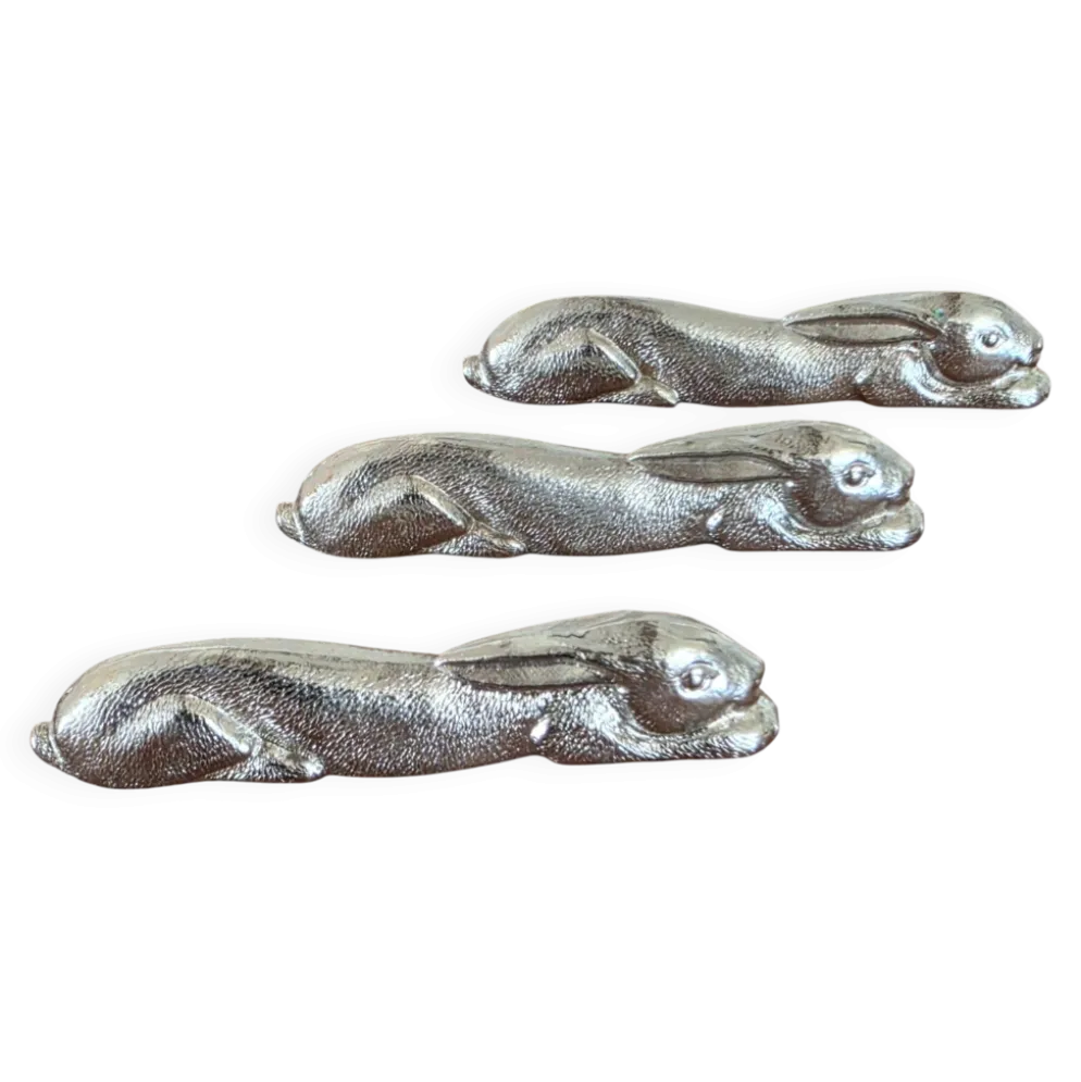lot de 3 porte-couteaux lièvres argentés art de la table vintage