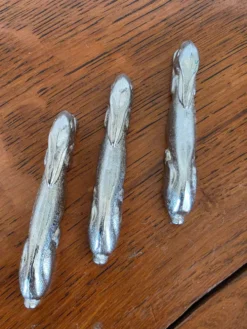 lot de 3 porte-couteaux lièvres argentés art de la table vintage