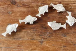 Lot de 6 porte couteaux "poisson" en métal argenté
