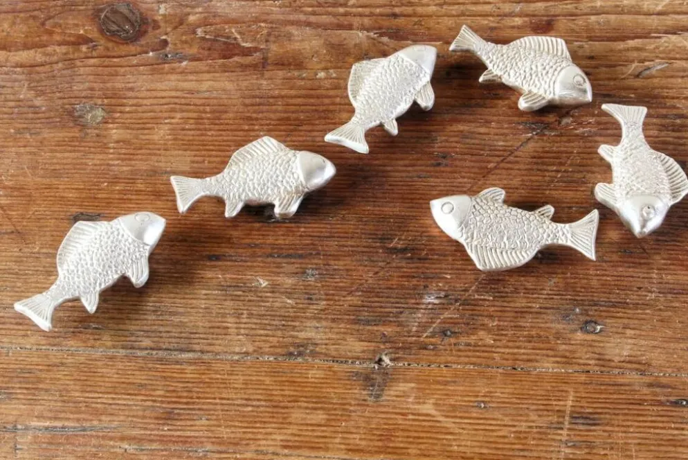 Lot de 6 porte couteaux "poisson" en métal argenté