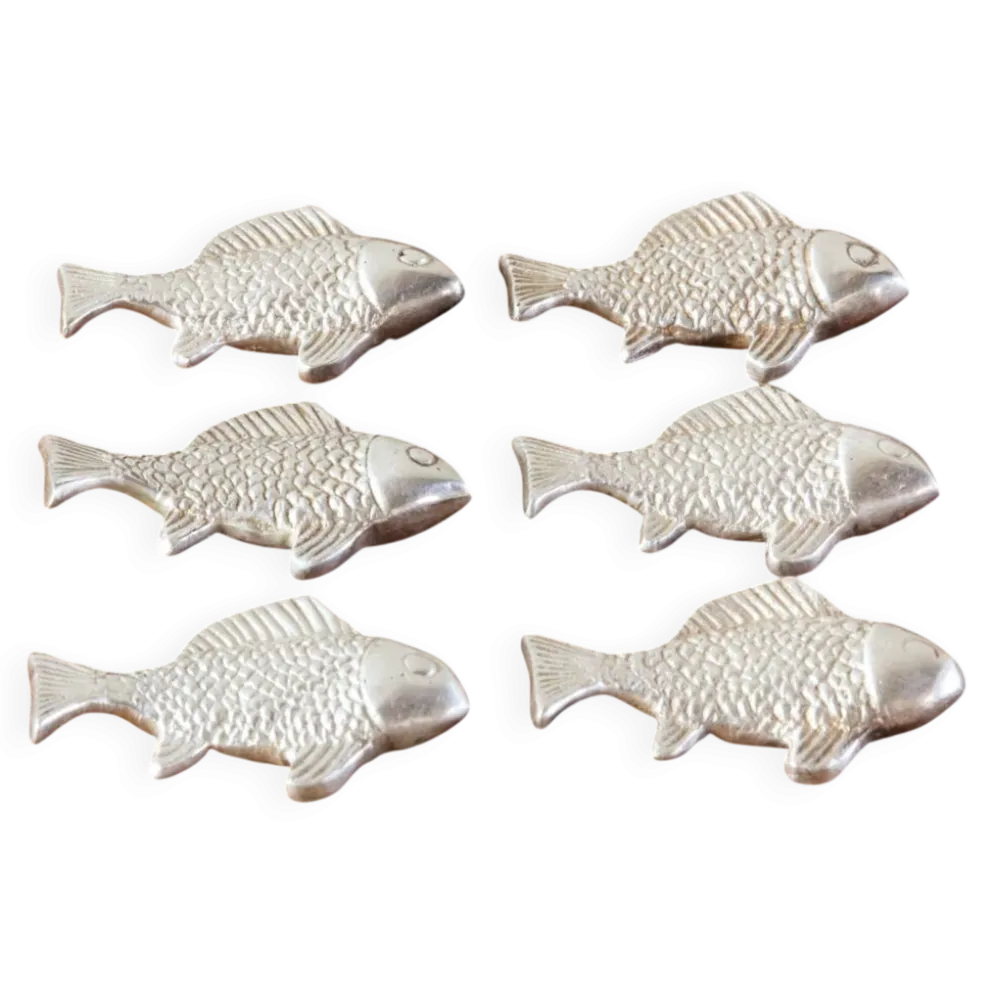Lot de 6 porte couteaux "poisson" en métal argenté