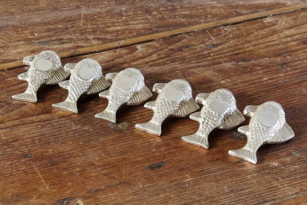 Lot de 6 porte couteaux "poisson" en métal argenté