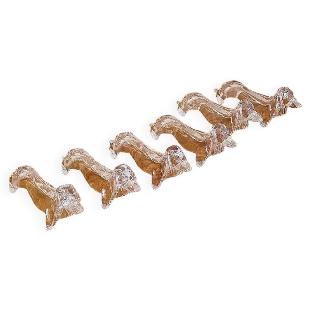 Lot de 6 porte-couteaux teckel vintage
