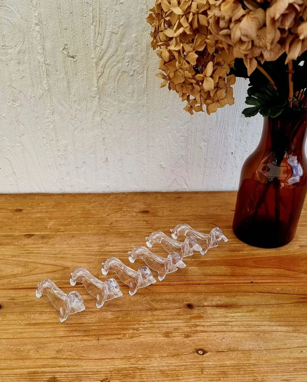 Lot de 6 porte-couteaux teckel vintage