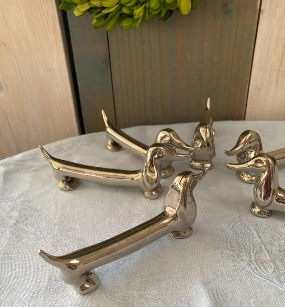 Lot de 6 Porte-couteaux teckel V. Bugatti vintage
