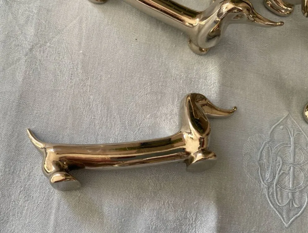 Lot de 6 Porte-couteaux teckel V. Bugatti vintage