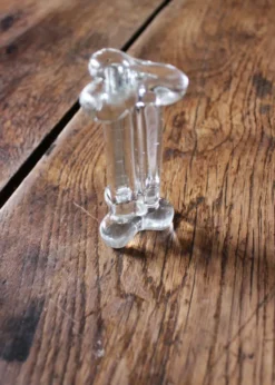 Lot de 6 porte couteaux verre ancien transparent trilobé