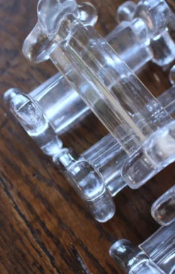 Lot de 6 porte couteaux verre ancien transparent trilobé