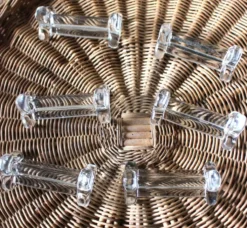 Lot de 6 porte couteaux verre ancien transparent trilobé