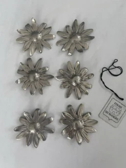 Lot de 6 porte-couteaux vintage en métal argenté • Fleurs marguerites
