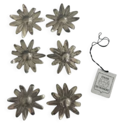 Lot de 6 porte-couteaux vintage en métal argenté • Fleurs marguerites