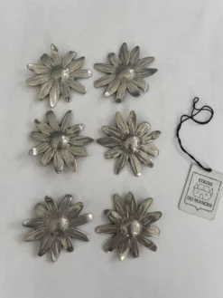 Lot de 6 porte-couteaux vintage en métal argenté • Fleurs marguerites