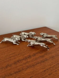 Lot de 6 porte-couteaux vintage en métal argenté – forme lapin – style