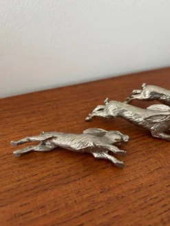 Lot de 6 porte-couteaux vintage en métal argenté – forme lapin – style
